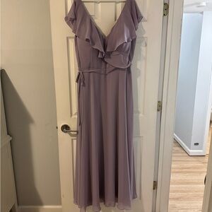 Mori Lee Flutter Sleeve Chiffon Bridesmaid Dress in French Lilac